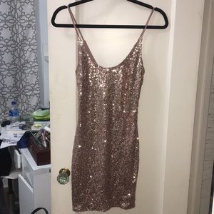 Rose gold sequin dress